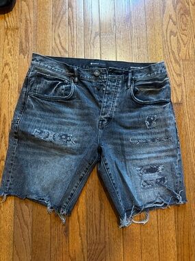 Men's Distressed Black Jean Shorts – Classic Washed Black